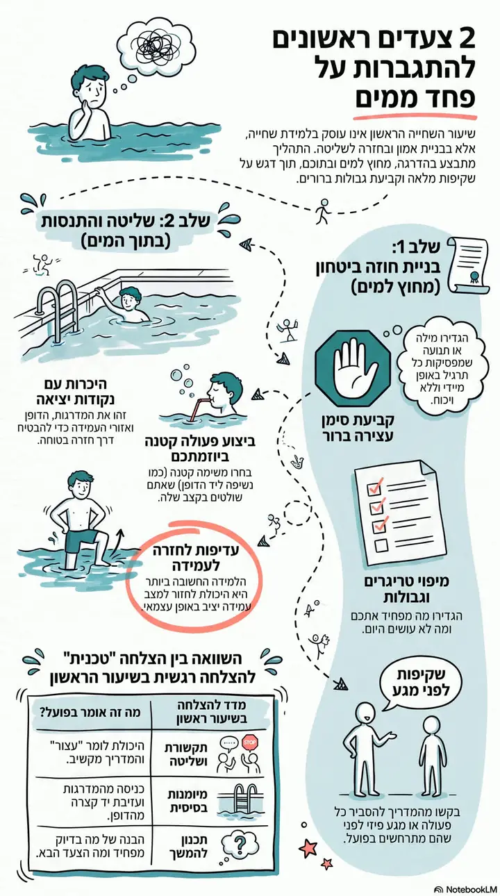 אינפוגרפיקה: שלושה צעדים להתגברות על פחד ממים למבוגרים